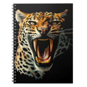 Leopard roaring attack head notebook