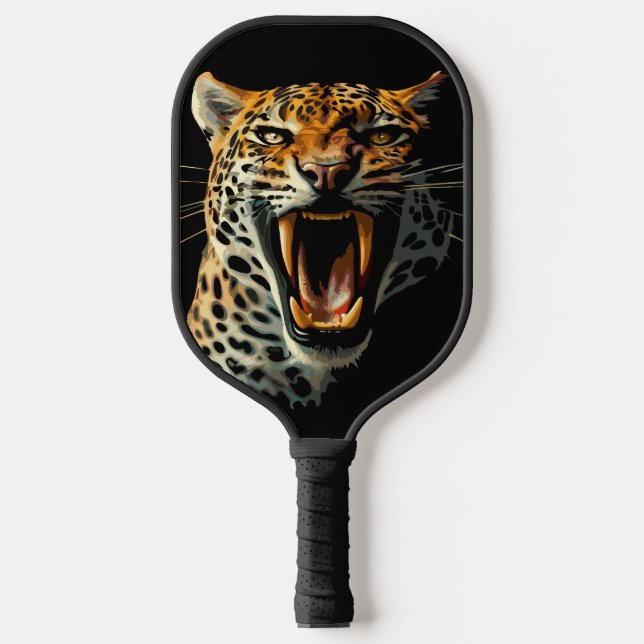 Leopard roaring attack head pickleball paddle (Front)