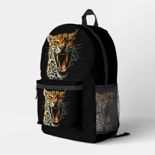 Leopard roaring attack head printed backpack