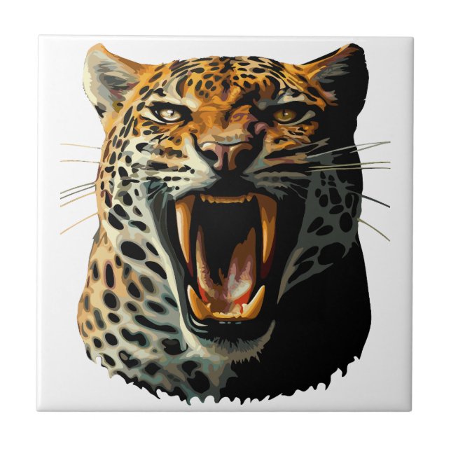 Leopard roaring attack head tile (Front)