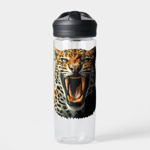 Leopard roaring attack head water bottle