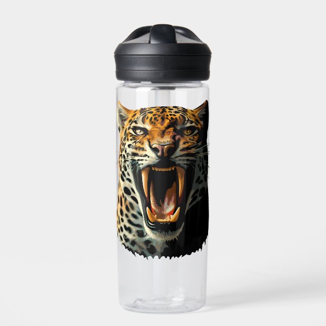 Leopard roaring attack head water bottle (Front)