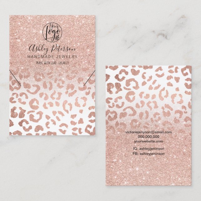 Leopard rose gold logo jewellery earring necklace business card (Front/Back)