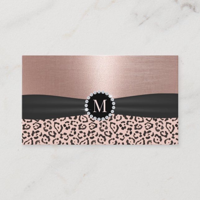Leopard Rose Gold Makeup Artist Hair Salon Business Card (Front)