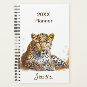 Leopard Safari Animal Portrait Personalised Name Planner