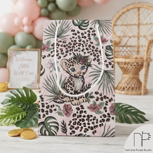 Leopard Safari Baby Girl Jungle Floral Gift Bag