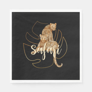 Leopard safari black  napkin