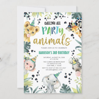 Leopard Safari Calling All Party Animals Birthday Invitation