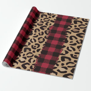 Leopard safari chequered Christmas Wrapping Paper