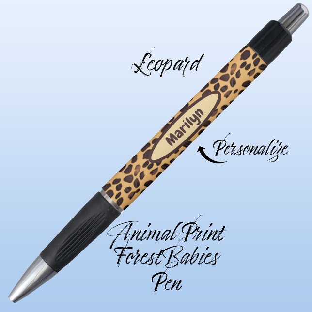 Leopard Safari Jungle Wild Feline Animal Print 🐆 (Leopard Spot Animal Print Customizable ForestBabies Pen 🐆)
