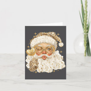 Leopard Santa Christmas Funny Gift For Women, Girl Card