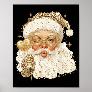 Leopard Santa Christmas Funny Gift For Women, Girl Poster