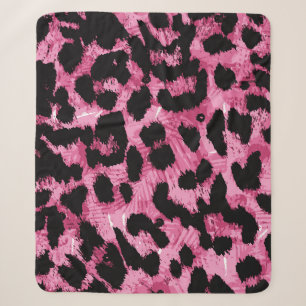 Leopard seamless pattern sherpa blanket