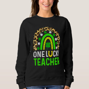 Leopard Shamrock One Lucky Teacher St Patrick's Da Sweatshirt
