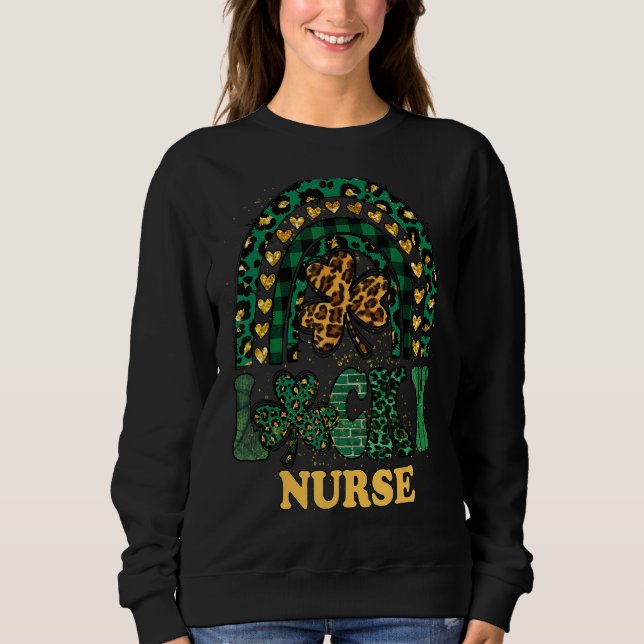 Leopard Shamrock Rainbow For St  Patricks Day   Lu Sweatshirt (Front)