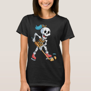 Leopard Skeleton Ice Hockey Halloween Costume Wome T-Shirt