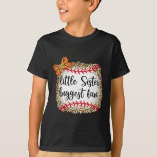 Leopard Sketll Little Sister Biggest Fan Game Day T-Shirt