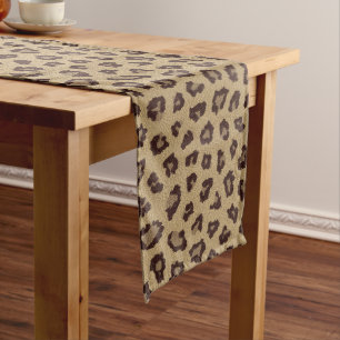 Leopard Skin Animal Fur Long Table Runner