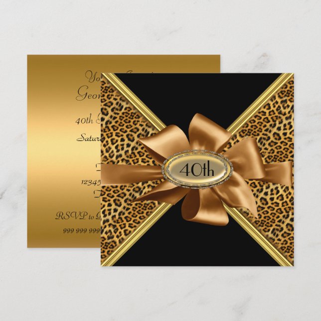 Leopard skin Birthday party Invitation (Front/Back)