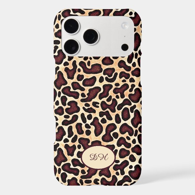 Leopard Skin Brown Cream Pattern Monogrammed -  (Back)