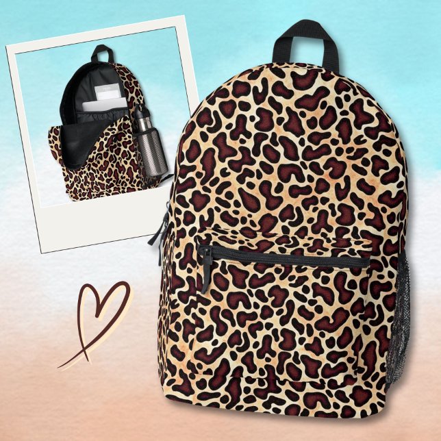 Leopard Skin Brown Cream Pattern -  Printed Backpack (Creator Uploaded)