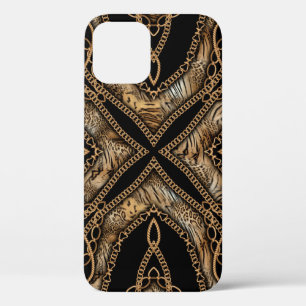 Leopard Skin & Chain Jewellery iPhone 12 Case