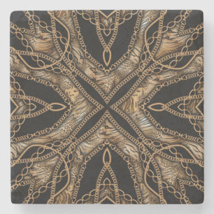 Leopard Skin & Chain Jewellery Stone Coaster