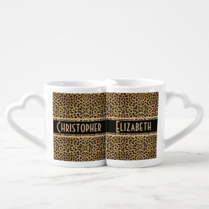 Leopard Skin Couple Personalise Coffee Mug Set