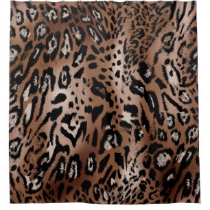 Leopard skin illustration seamless pattern fabric shower curtain