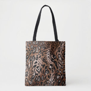 Leopard skin illustration seamless pattern fabric  tote bag