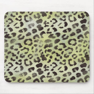 Leopard Skin in Tangerine Lime Green Mouse Pad
