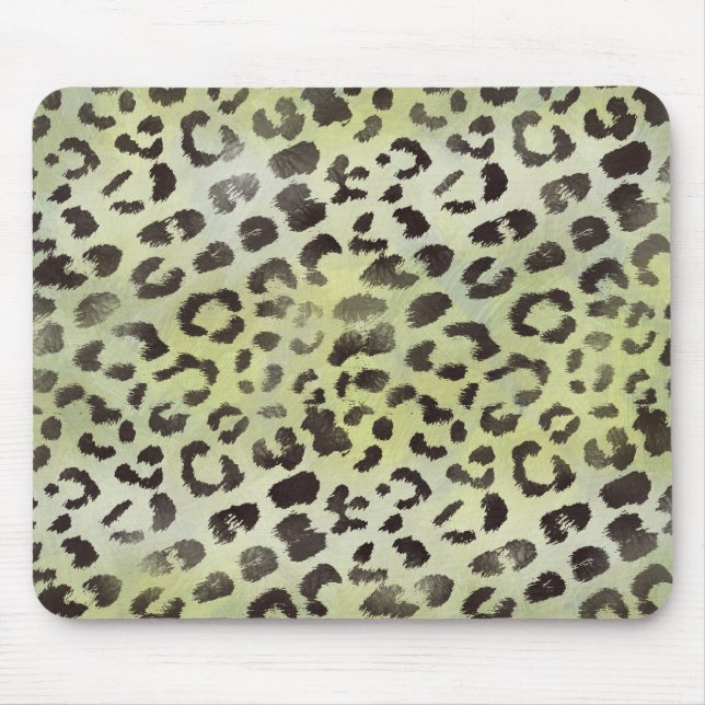 Leopard Skin in Tangerine Lime Green Mouse Pad (Front)