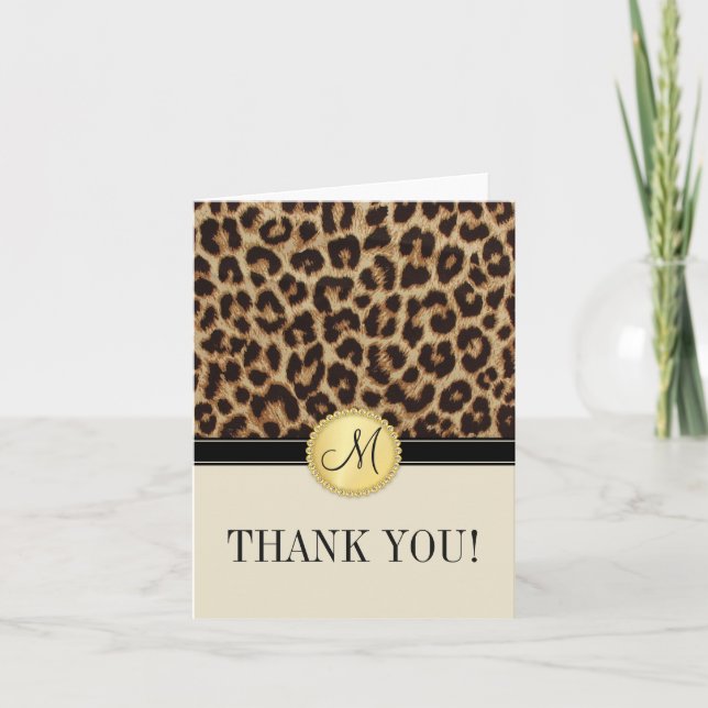 Leopard Skin Monogram Thank You Cards (Front)