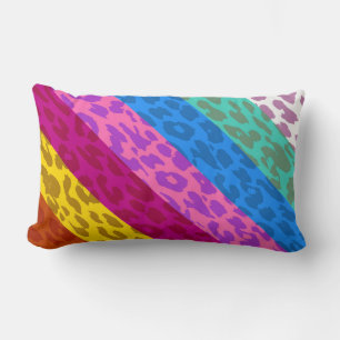 Leopard Skin Multicolor Stripe Pattern 2 Lumbar Cushion