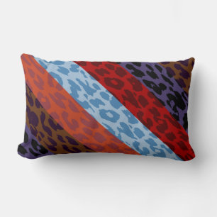 Leopard Skin Multicolor Stripe Pattern 3 Lumbar Cushion