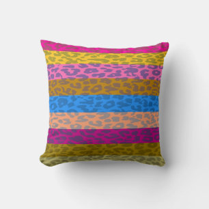 Leopard Skin Multicolor Stripe Pattern Cushion