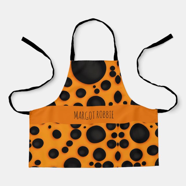 Leopard skin Orange Black Abstract Safari Pattern Apron (Front)