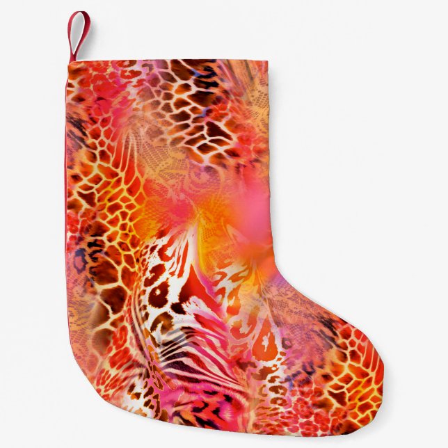leopard skin pattern fabric leopard,abstract,anima small christmas stocking (Front)