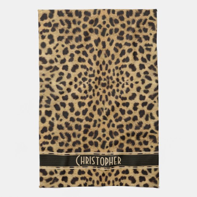 Leopard Skin Pattern Tea Towel (Vertical)