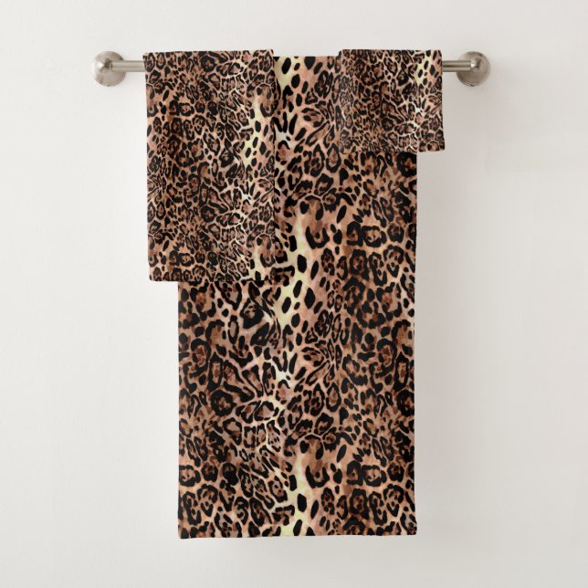 Leopard Skin Print Bath Towel Set (Insitu)