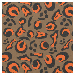 Leopard Skin Print Brown Orange Black Camouflage Fabric