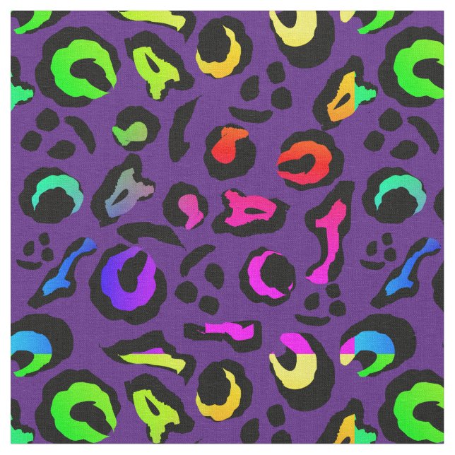 Leopard Skin Print Multi Colour Funky Camouflage Fabric (Close Up)