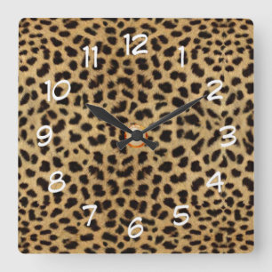 leopard skin print wild cat clock