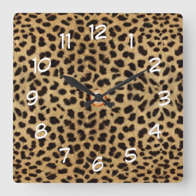 leopard skin print  wild cat clock (Front)