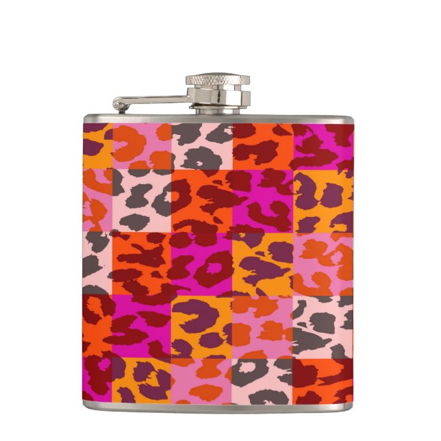 Leopard Skin Retro Pattern 2 Hip Flask (Front)