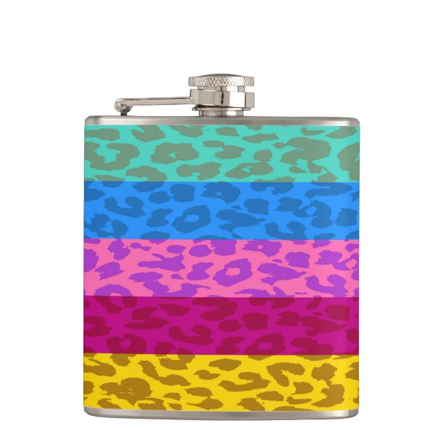 Leopard Skin Retro Pattern 9 Hip Flask (Front)