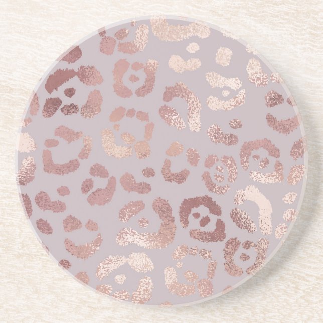 Leopard skin: rose gold elegance. coaster (Front)