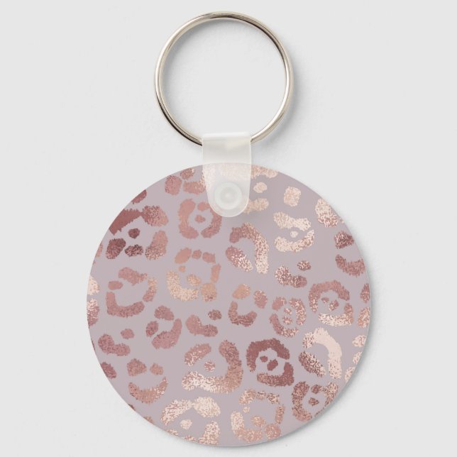 Leopard skin: rose gold elegance. key ring (Front)