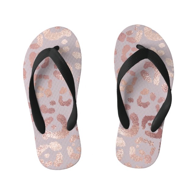 Leopard skin: rose gold elegance. kid's jandals (Footbed)