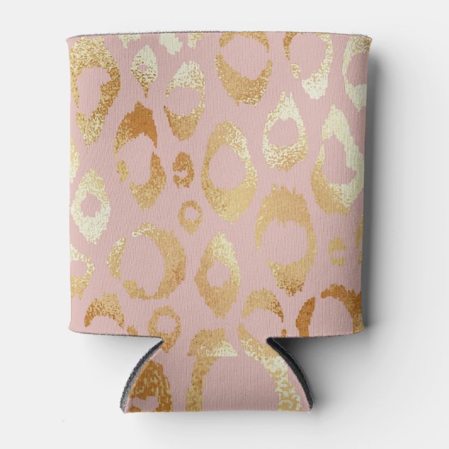 Leopard skin, rose gold texture can cooler (Front)